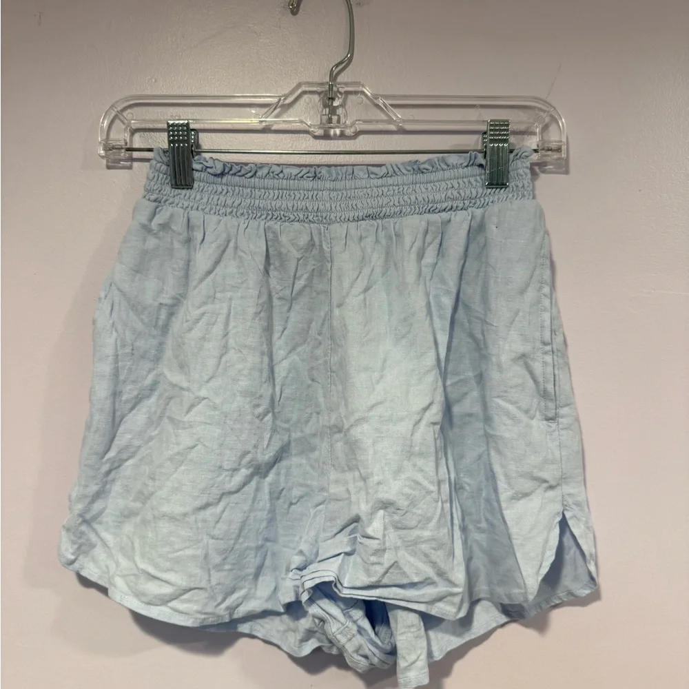 Light Blue Women's Aerie‎ linen type shorts